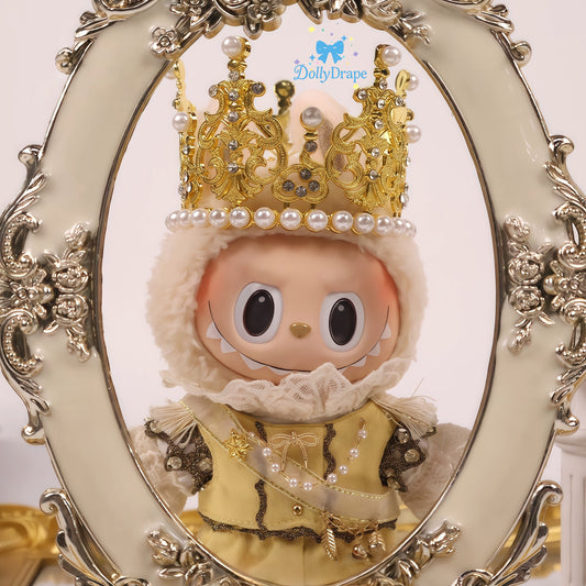 labubu clothes royal ceremony costume in soft gold for plush figure