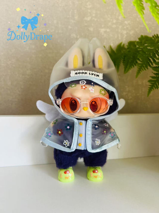 Space Raincoat Set | Floral & Fruit Design (Fits Labubu-Size Plush)